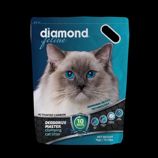 Diamond Super Premium Cat Litter with Carbon,Odor Control + Very Solid clumping + Moisture Fusion,unscente