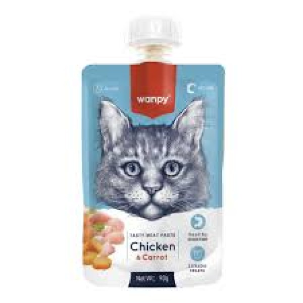 Wanpy Tasty Meat Paste Pouch Chicken Carrot For Cat 90g | Wanpy Meat Paste