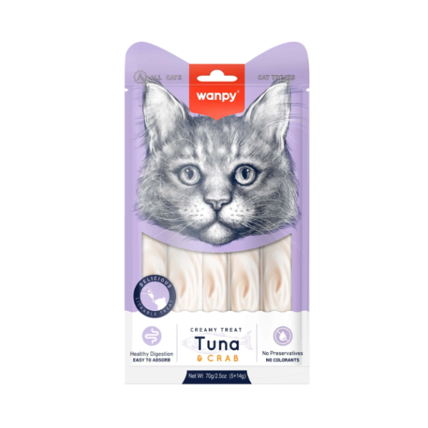 Wanpy Creamy Treat Tuna and Crab 70gm (5x14gm) | Wanpy Cat Treat