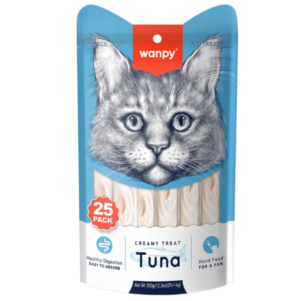 Wanpy Creamy Treat Tuna 25pc Pack 350gm (25×14gm) | Wanpy Cat Treat