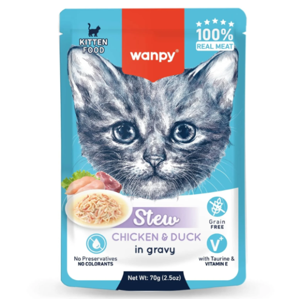 Wanpy Kitten Stew in Gravy Chicken & Duck 70g