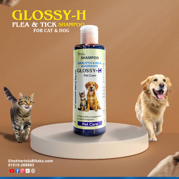 Glossy-H Tick & Flea Management Pet Shampoo For Cats & Dogs 200ml | Pet Shampoo | Glossy-H Pet Shampoo