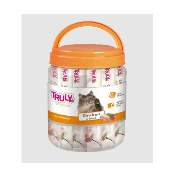 Truly Creamy Lickable Treats - Chicken & Beef Jar 30Pcs 420gm