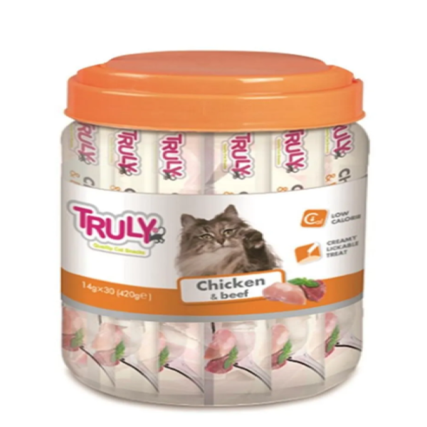 Truly Creamy Lickable Treats - Chicken & Beef Jar 30Pcs 420gm