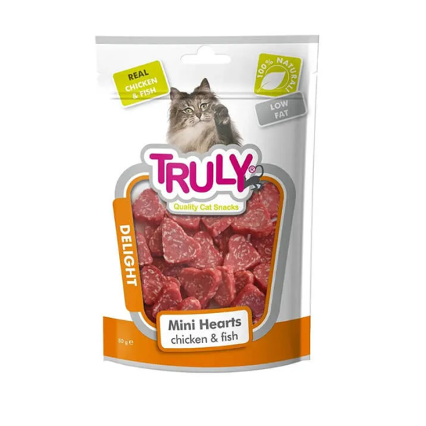 Truly Delight Mini Hearts Chicken & Fish Cat Treat 50gm