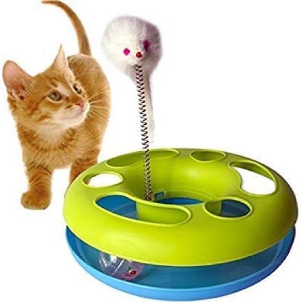 Interactive Happy Circle with Spinning Ball and Spring Catch The Mouse for Cats and Kittens Fun Toy