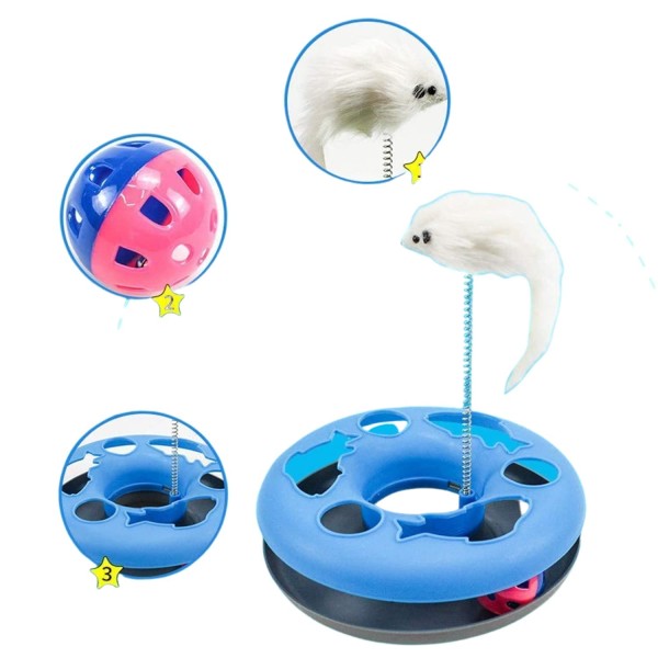 Interactive Happy Circle with Spinning Ball and Spring Catch The Mouse for Cats and Kittens Fun Toy