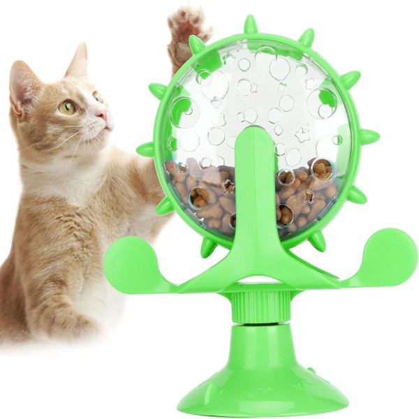 Cat Food Treats Dispenser Toy, Pet Slow Feeder Feed Training Toy Cat Windmill Toy Dog Food Dispenser, 360° Rotating Windmill Suction Cup Toys for Educational Interactive Training