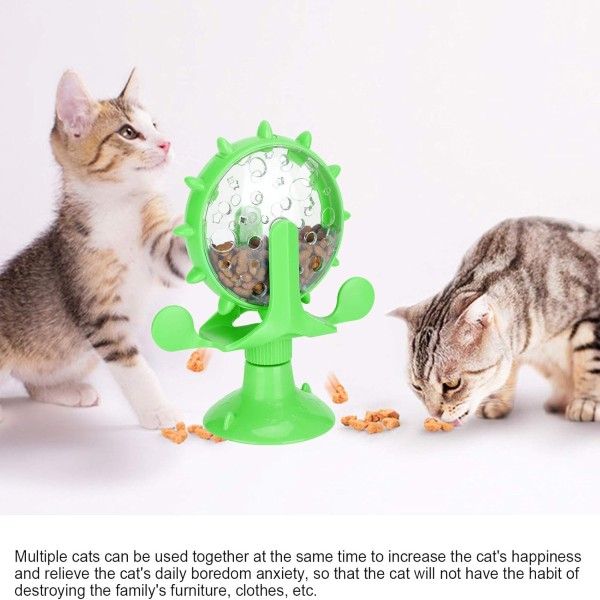 Cat Food Treats Dispenser Toy, Pet Slow Feeder Feed Training Toy Cat Windmill Toy Dog Food Dispenser, 360° Rotating Windmill Suction Cup Toys for Educational Interactive Training