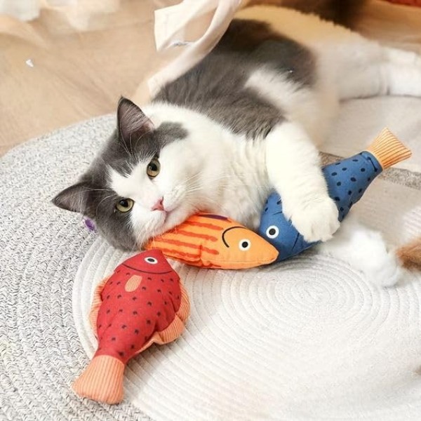 Catnip Fish Toy for Cats Soft and Durable, Interactive Cat Kicker Toys for Indoor Kitten Exercise 8 Inches