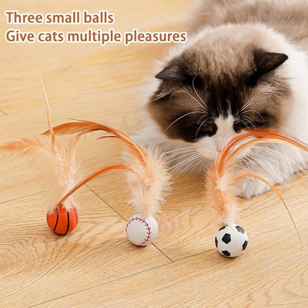 Cat Interactive Ball Toys Bouncy Balls With Feathers For Indoor Cat High Rebound Pet Flutter Balls