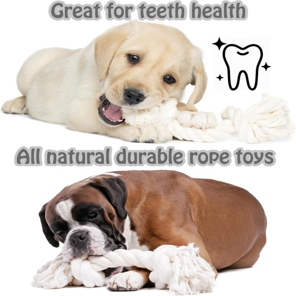 Natural Cotton Rope Dog Toys, Premium White Cotton Dog Chew Toys