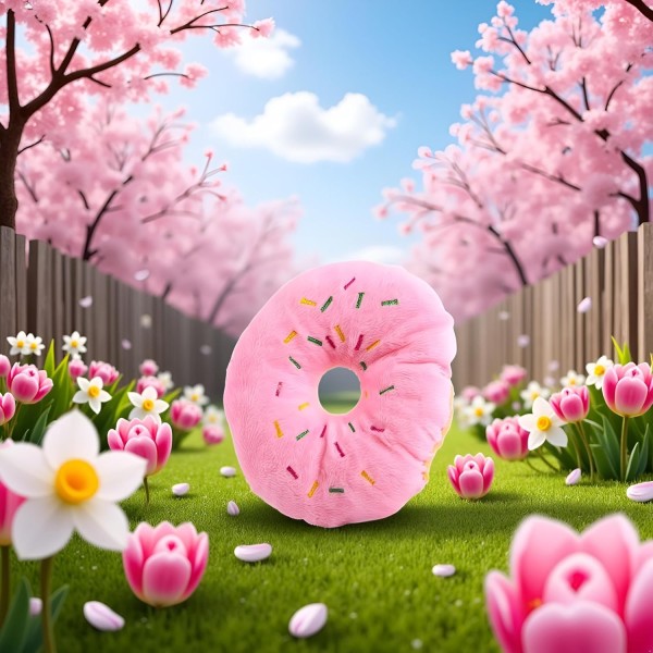 Donut Shape Dog Toys,Plush Pet Toy Sprinkled Donut Dog Chew Toy