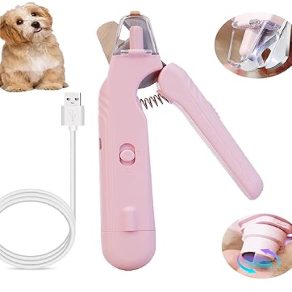 2-In-1 Nail Grinder & Nail Clippers, Professional Electric Rechargeable Pet Nail Fast Trimmer, Painless, Claw Care Grooming, Smoothing, Silent - Shockproof, For Small, Large Dogs & Cats