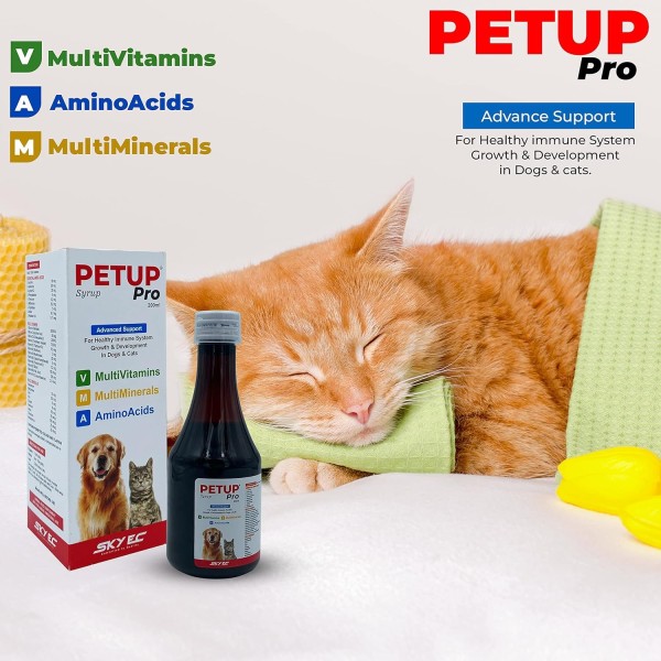 Petup Pro Syrup For Cats & Dogs Pet Health Supplements 200 ml (Healthy Immune System, Growth & Developments)