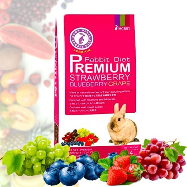 Smart Heart Rabbit Diet Premium Rabbits Food Small Animal Strawberr, Bluberry, Grapes Flavour 2.4kg
