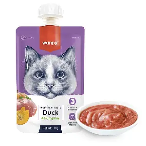 Wanpy Tasty Meat Paste Pouch Duck, Pumpkin For Cat 90g | Wanpy Meat Paste