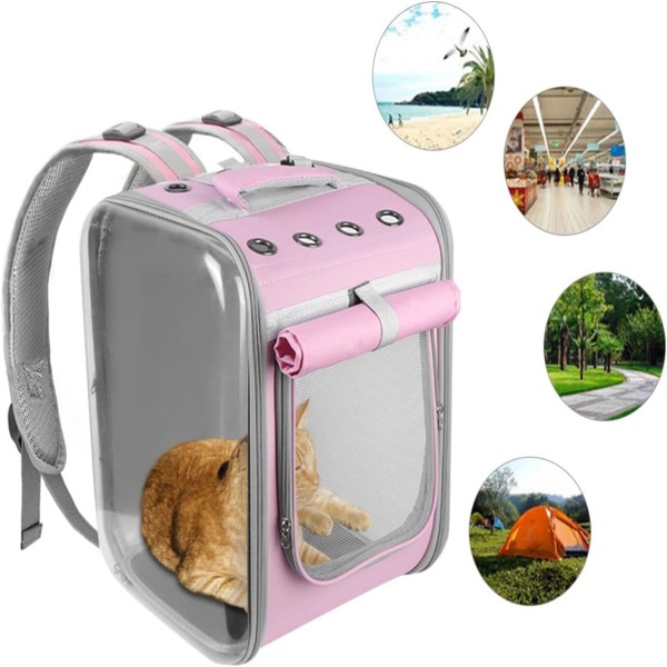 Large Transparent Pet Backpack Carrier For Cats Dogs Breathable Portable