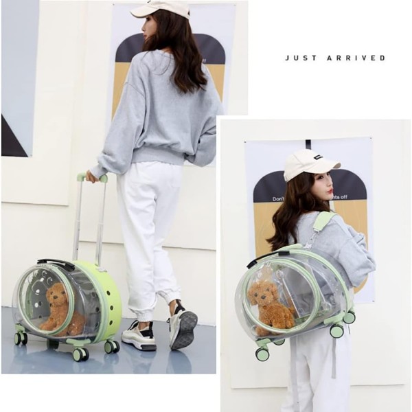Transparent Pet Trolley Bag with Backpack For Dogs & Cats