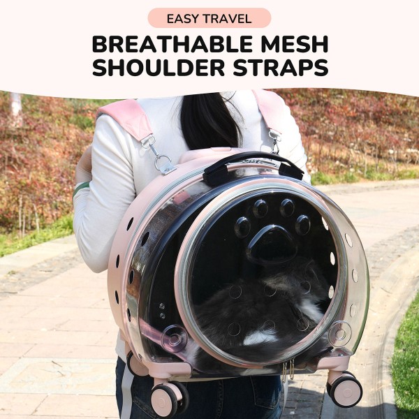 Transparent Pet Trolley Bag with Backpack For Dogs & Cats