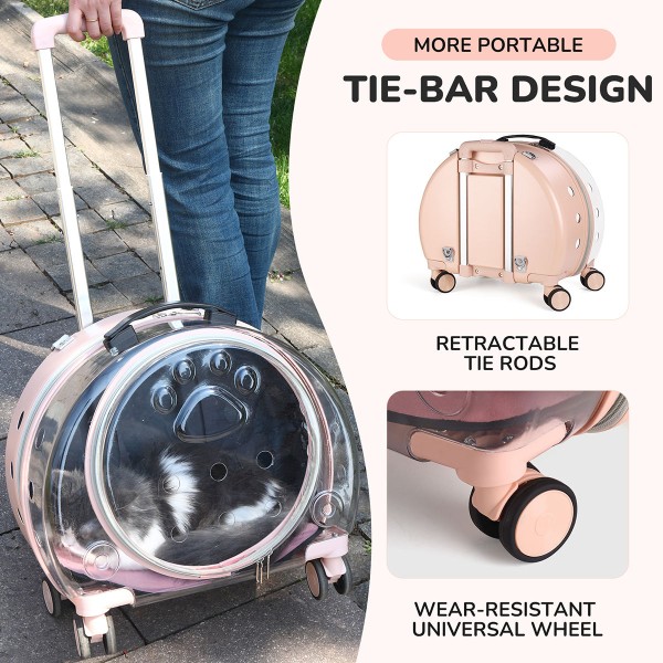 Transparent Pet Trolley Bag with Backpack For Dogs & Cats