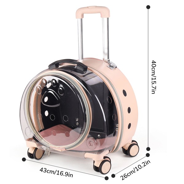 Transparent Pet Trolley Bag with Backpack For Dogs & Cats