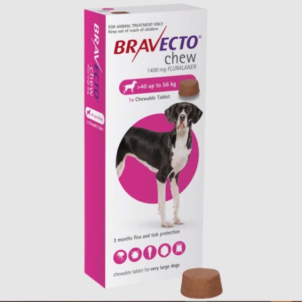 Bravecto Chewable Tablets for Dog (40-56kg) - (Treatment of Tick and Flea Infestations on Dogs)