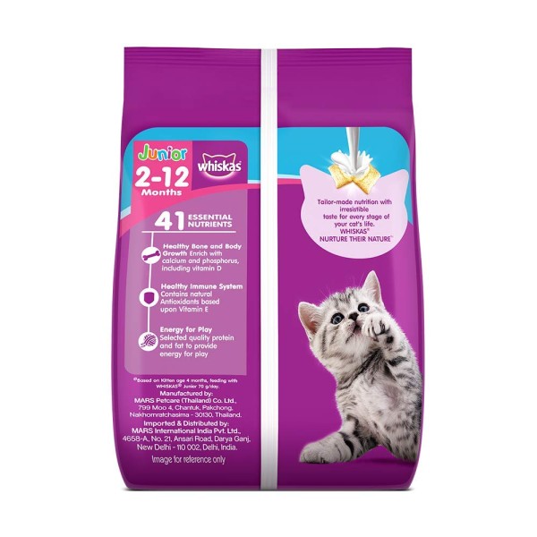 Whiskas Junior Mother Cat & Kitten (2-12 Months) Dry Cat Food, Ocean Fish Flavour 450gm