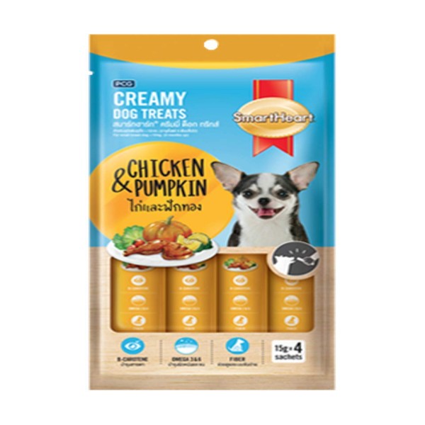 SmartHeart Creamy Dog Treats - Chicken and Pumpkin (15g*4)