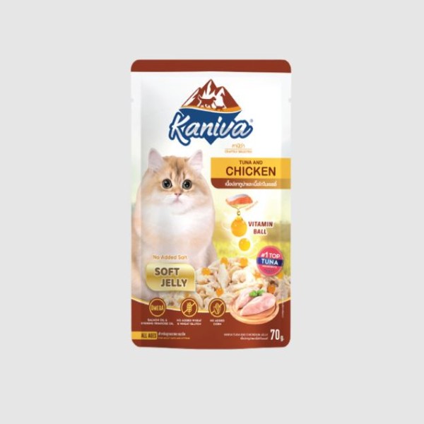 Kaniva Cat Pouch Tuna and Chicken In Soft Jelly For All Age Cats 70g
