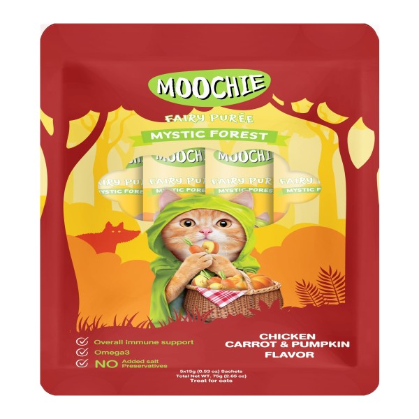 Moochie Cat Treat Fairy Puree - Mystic Forest Chicken Carrot & Pumpkin Flavour