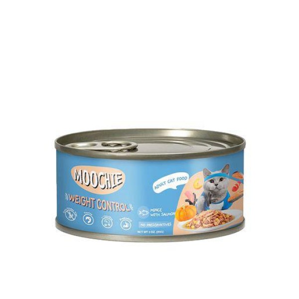 Moochie Adult Cat Can Food - Weight Control Mince with Salmon 85g