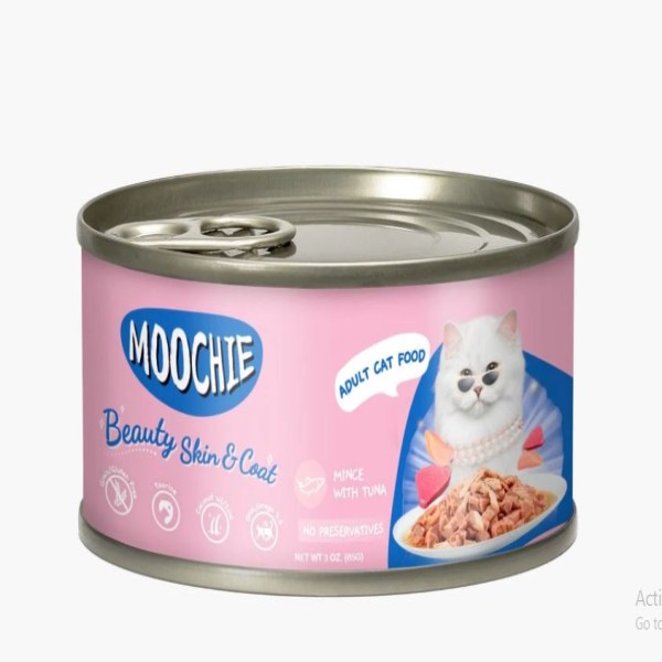 Moochie Adult Cat Can Food - Beauty Skin & Coat Mince with Tuna 85g