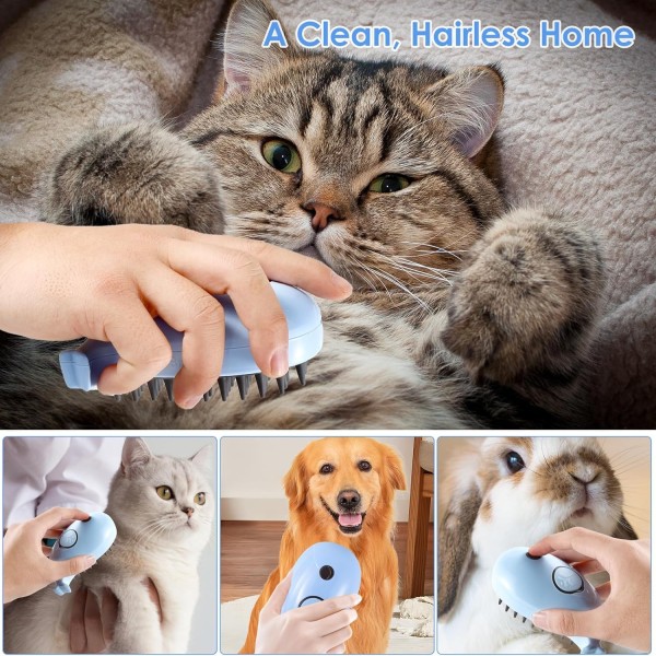 3 in 1 Cat Steamy Brush With Electric Spray Grooming Comb for Cats Dogs