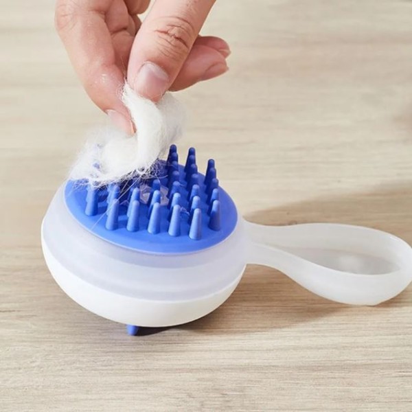 Silicone Pet Bath Brush with Soap Dispenser for Gentle Fur Grooming