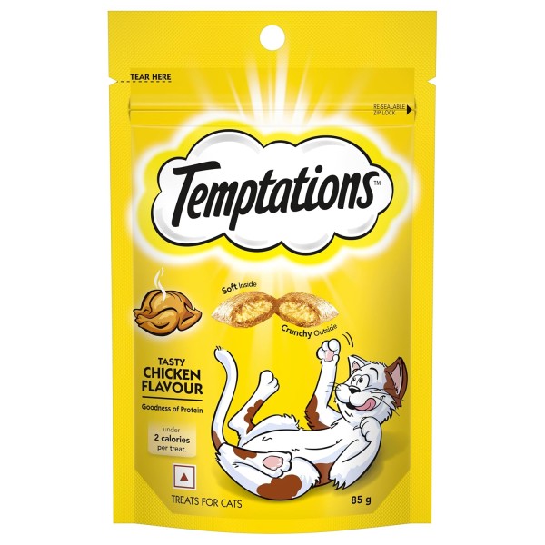 Temptations Crunchy Cat Treats - Tasty Chicken Flavour 85g