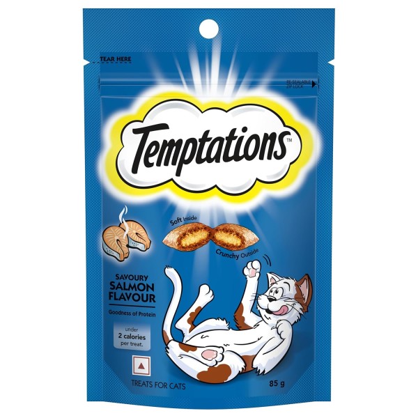 Temptations Crunchy Cat Treats - Savoury Salmon Flavour 85g