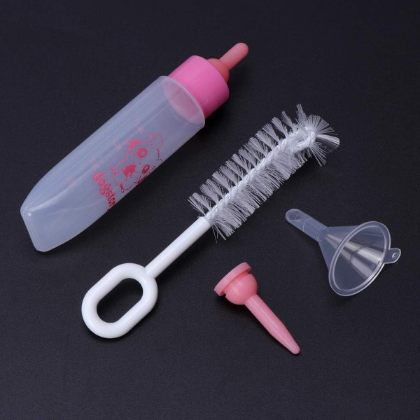 Pet Milk Bottle Silicone Nipple Small Animal Cat Puppy Feeding With Brush 30ml