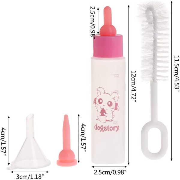 Pet Milk Bottle Silicone Nipple Small Animal Cat Puppy Feeding With Brush 30ml