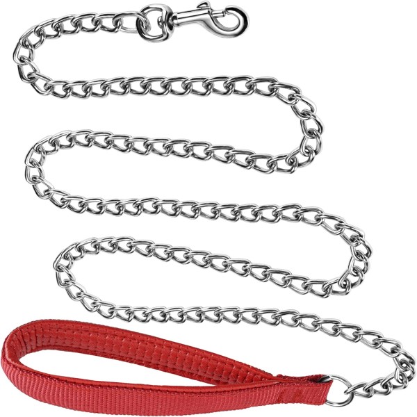 Metal Dog Leash,Chew Proof Pet Leash Chain with Padded Handle for Small, Medium & Large Size Dogs