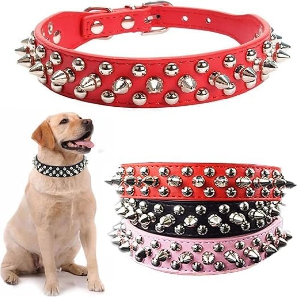 Dog Collars,Rhinestone Dog Collar,Bling Collar and Adjustable Soft Leather Necklace Collar for Small & Medium Dogs