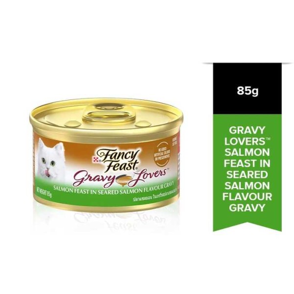 FANCY FEAST Gravy Lovers Salmon Feast in Seared Salmon Flavour Gravy Gourmet Cat Food 85g