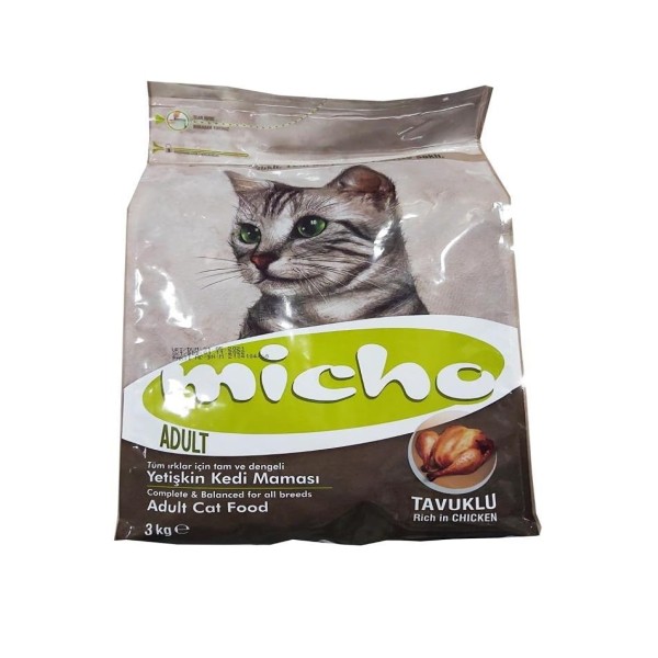 Micho Adult Dry Cat Food - Rich In Chicken 3kg For All Breeds Cats