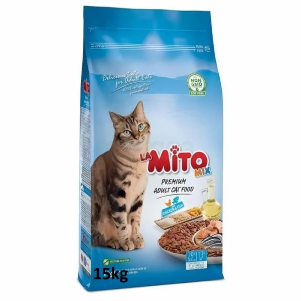 Mito Premium Adult Cat Food - Mix Chicken & Fish Flavor 15kg For All Breeds Cats