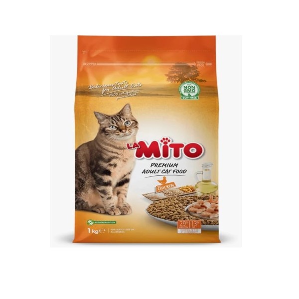 Mito Premium Adult Cat Food - Chicken Flavor 1kg For All Breeds Cats