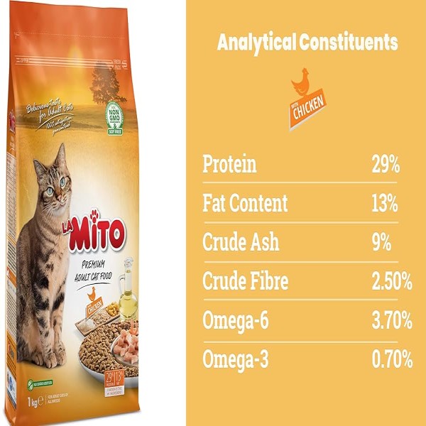 Mito Premium Adult Cat Food - Chicken Flavor 1kg For All Breeds Cats