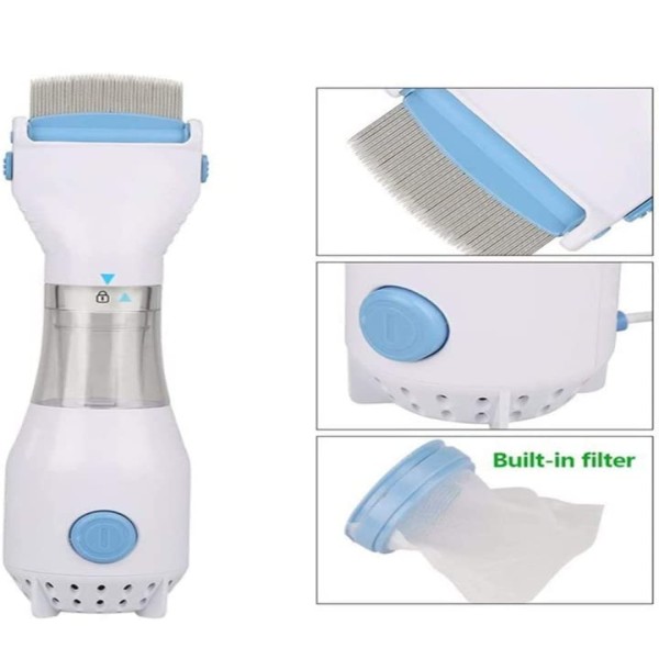 Electric Flea Lice Removal Comb Tool with 3 Capture Filters for Pet Dog and Cat