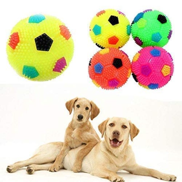 Led Whistle Squeaky Squeaker Sound Ball for Puppy, Dog & Cat, Pet Chew Playing Rubber Ball Toy