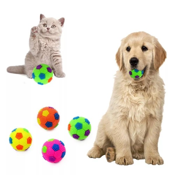 Led Whistle Squeaky Squeaker Sound Ball for Puppy, Dog & Cat, Pet Chew Playing Rubber Ball Toy