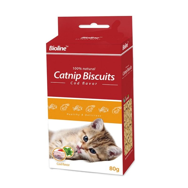 Bioline Catnip Biscuit Food - Cod 80g | Catnip